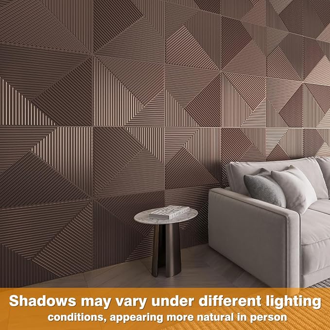 WOWSTAR 12-Pack 3D Wall Panels 19.7" x 19.7", Antique Copper Slat Wall Panels - Image 3