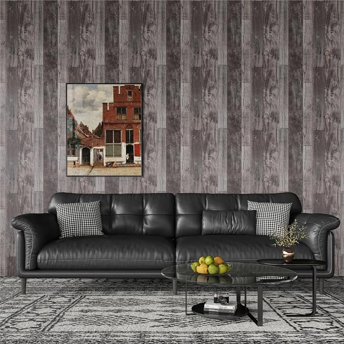 TANONE Wood Contact Paper Peel and Stick Wallpaper Gray, Self Adhesive - Image 4