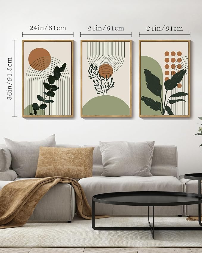 PHOPAGO Boho Plant Wall Art Green Botanical Bohemain Framed Wall Printing - Image 2