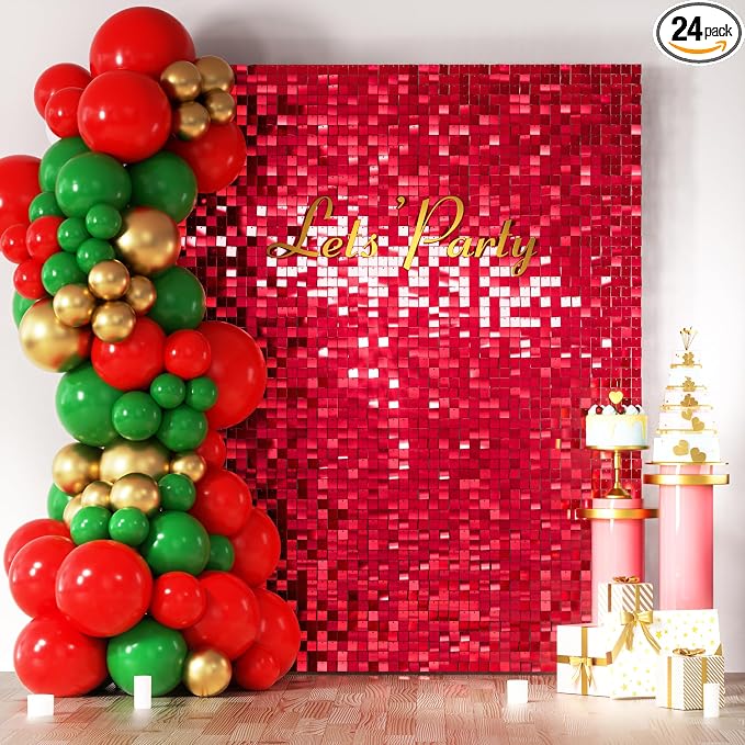 COKAOBE Red Shimmer Wall Backdrop, Photo Backdrops by COKAOBE