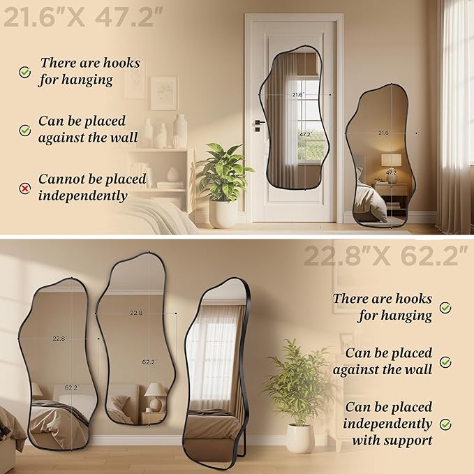 Bathroom Mirrors for Over Sink-Horizontal or Vertical Hanging 47.2"x21.6" Black - Image 5