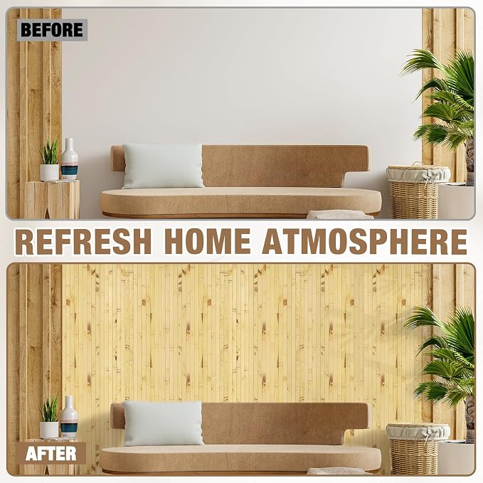 Natural Bamboo Wall Panel for Interior Wall Decor, Pole Wrap Wainscoting - Image 5