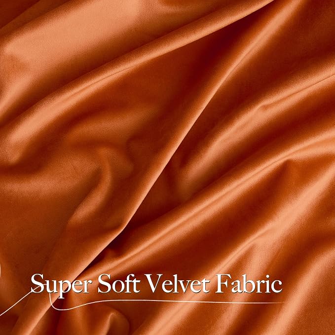 NICETOWN Orange Velvet Curtains 90 inch Long - Image 5