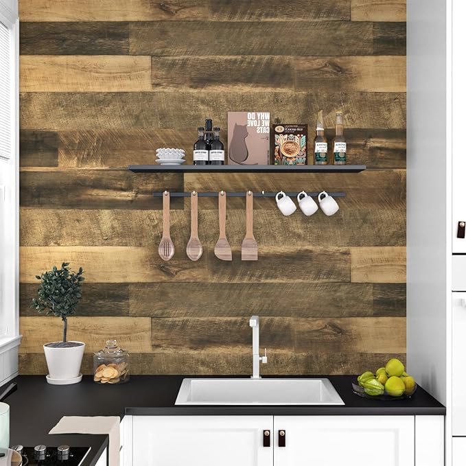 WESTICK Wide Brown Faux Wood Wallpaper - Image 7