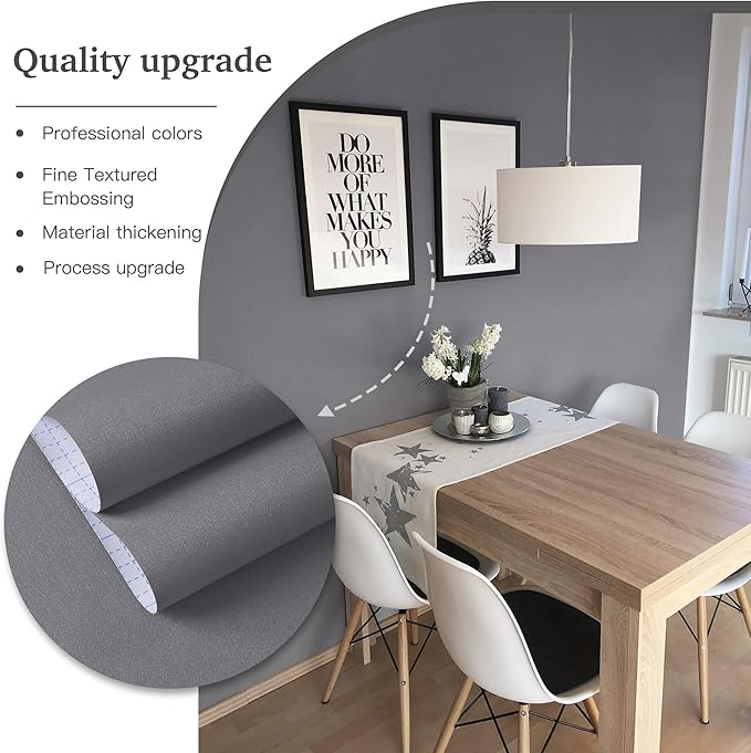 Dimoon 17.7''x236'' Peel and Stick Wallpaper Grey Contact Paper - Image 6