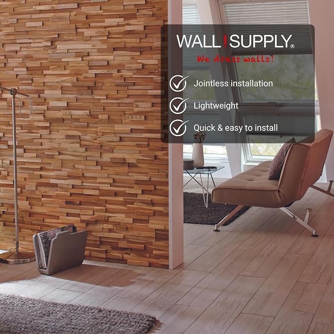 Wall!Supply 3D Wall Panels – Reclaimed Modern Asian Teak Wood – Home Decor - Image 3