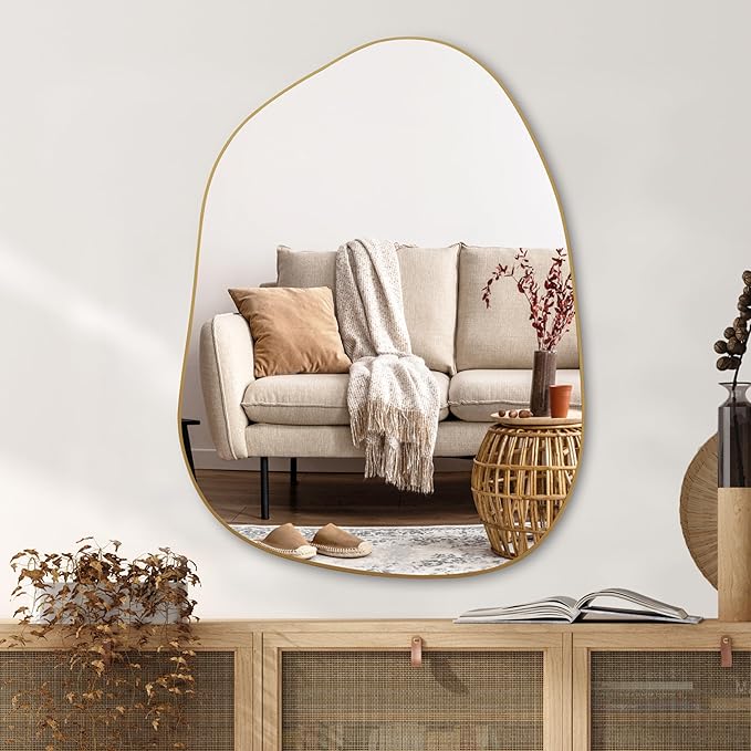 PERFNIQUE Irregular Wall Mirror Asymmetrical Mirror, Decorative Modern Boho by PERFNIQUE
