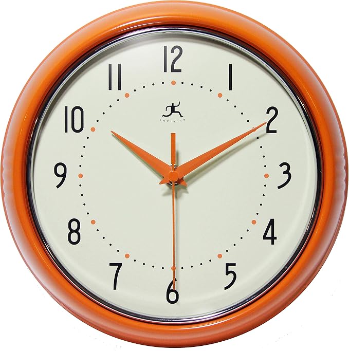 Infinity Instruments LTD. Retro 9 inch Silent Sweep Non-Ticking Mid Century by InfinityInstruments