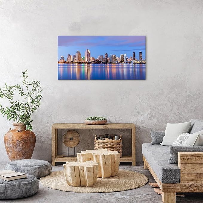 San Diego Skyline Wall Art Night View USA Cityscape Wall Decor Nature Sunset - Image 3