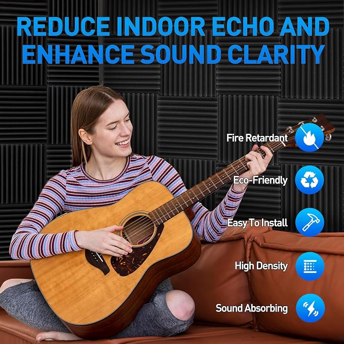 Focusound 120 Pack Acoustic Foam Panels 1" x 12" x 12" Sound Proof Foam Panels - Image 3