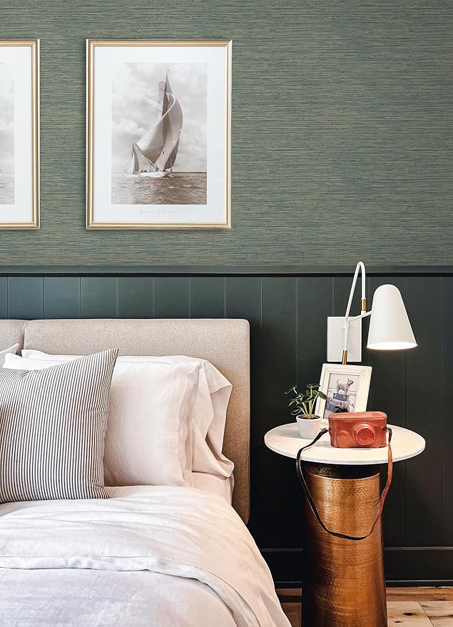 RoomMates Teal Dimensional Grasscloth Peel and Stick Wallpaper, RMK12684PLW - Image 3