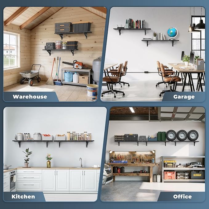 Jusgym 2 Pack Heavy Duty Garage Wall Shelving Set, Wall Mounted Garage Shelves - Image 6