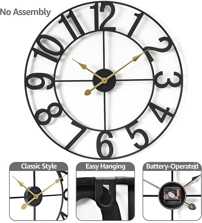 Sorbus Large Wall Clock for Living Room Decor - Image 4