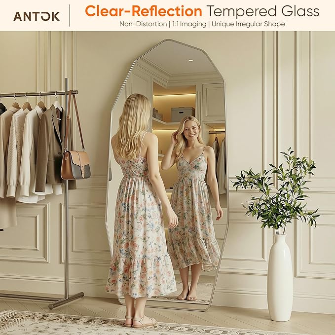 Antok Full Length Mirror, Free Standing Wall Mounted or Leaning Full Body Mirror - Image 4