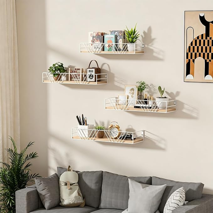 Floating Shelves for Wall, 4 Sets Rustic Wall Mounted Shelves - Image 2