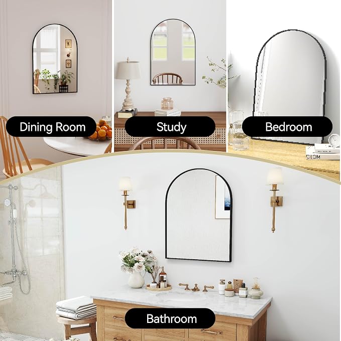 SCWF-GZ 30x20 Arch Mirror Rectangle Wall Mounted Hanging or Against Wall - Image 2