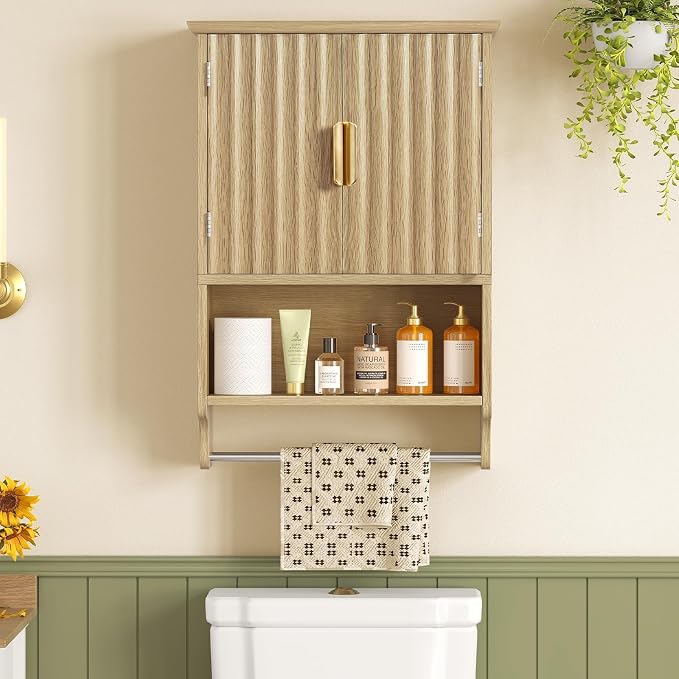 TEENFON Fluted Bathroom Wall Cabinet - Image 7