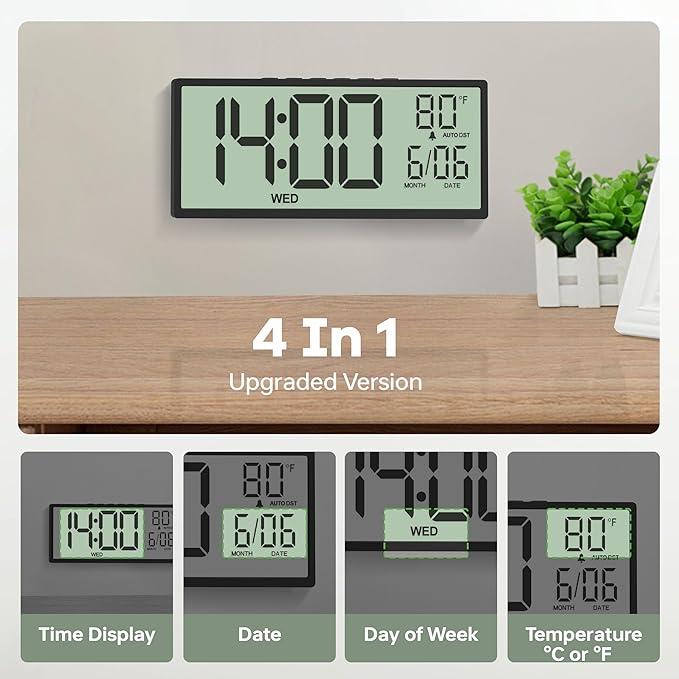 JALL 14.5" Large Digital Wall Clock Battery Operated - Image 5