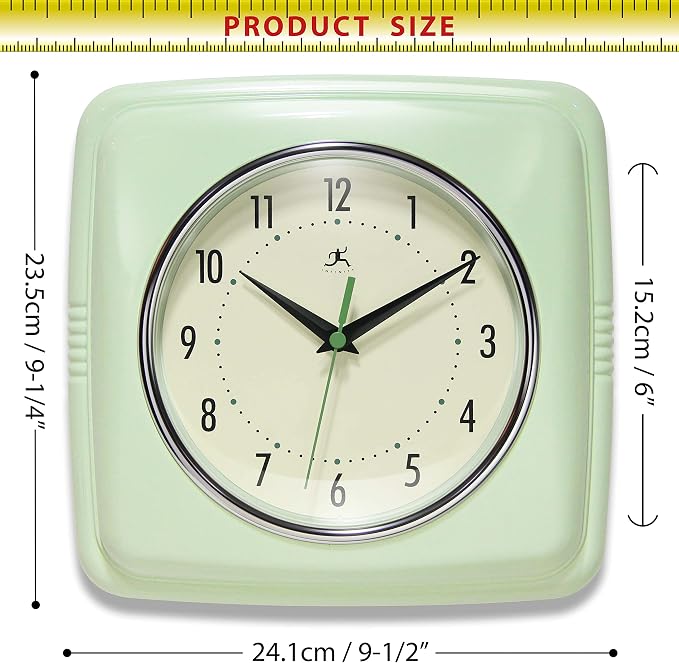 Infinity Instruments Retro Wall Clock – 9-Inch Square Silent Non-Ticking - Image 5