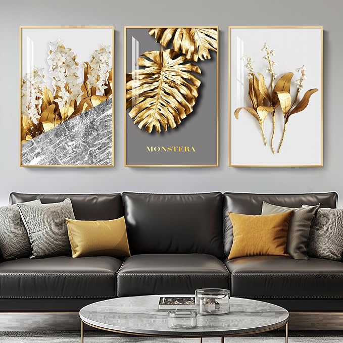 Framed Modern Luxury Large Gold Wall Art - Image 2