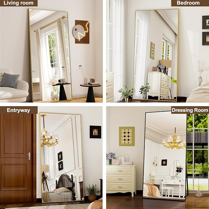 GLSLAND 76"x34" Full Length Mirror Extra Large Hanging or Leaning Rectangle - Image 6