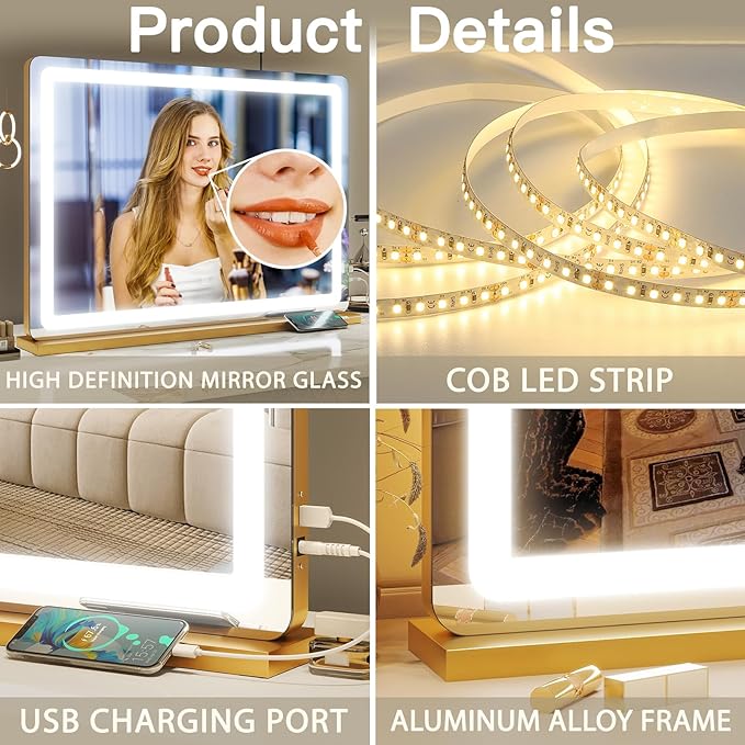 FENNIO Vanity Mirror with Lights 32"x22", Lighted Makeup Mirror, Large Vanity - Image 6
