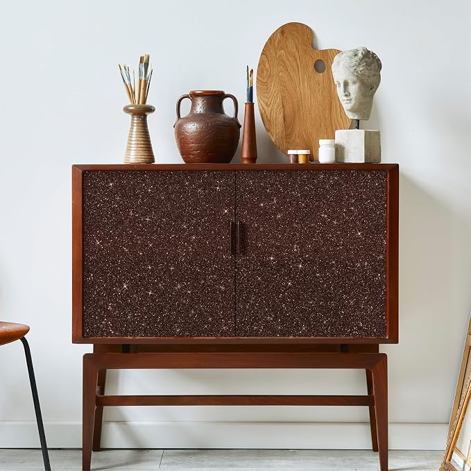 CRE8TIVE Dark Brown Glitter Wallpaper Border Peel and Stick Wall Border 8"x80" - Image 2