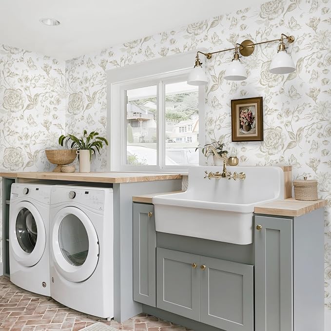 Yasinet Peel and Stick Wallpaper Boho Floral Wallpaper Vintage Floral Contact - Image 7