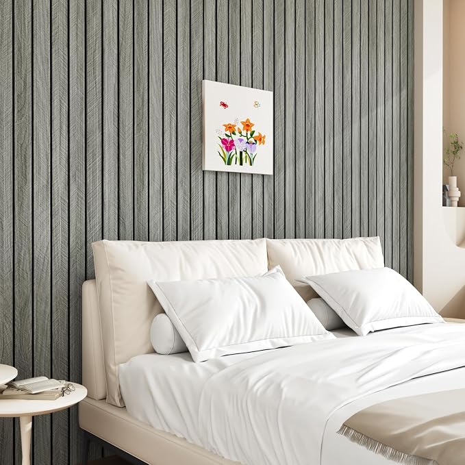 Grey Wood Wall Slat Panels Peel and Stick 3D Fluted Wood Panels - Image 7
