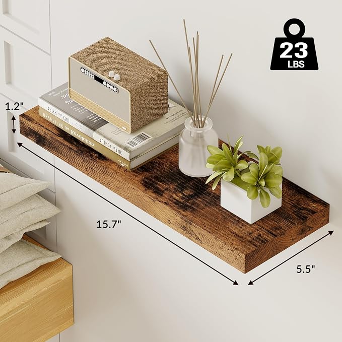 Fixwal 15.8in Floating Shelves, Farmhouse Shelf Wall Decor - Image 3