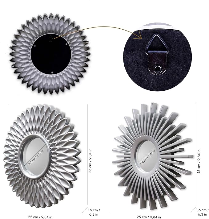 BONNYCO Wall Mirrors Pack of 3 Round Silver Mirrors - Image 4