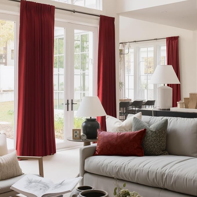 NICETOWN Christmas Red Velvet 108 inch Curtains and Drapes - Image 2