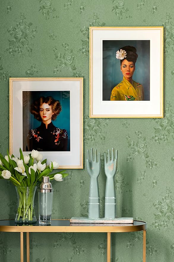 Erfoni 394"x17.7" Green Floral Embossed Wallpaper - Image 2