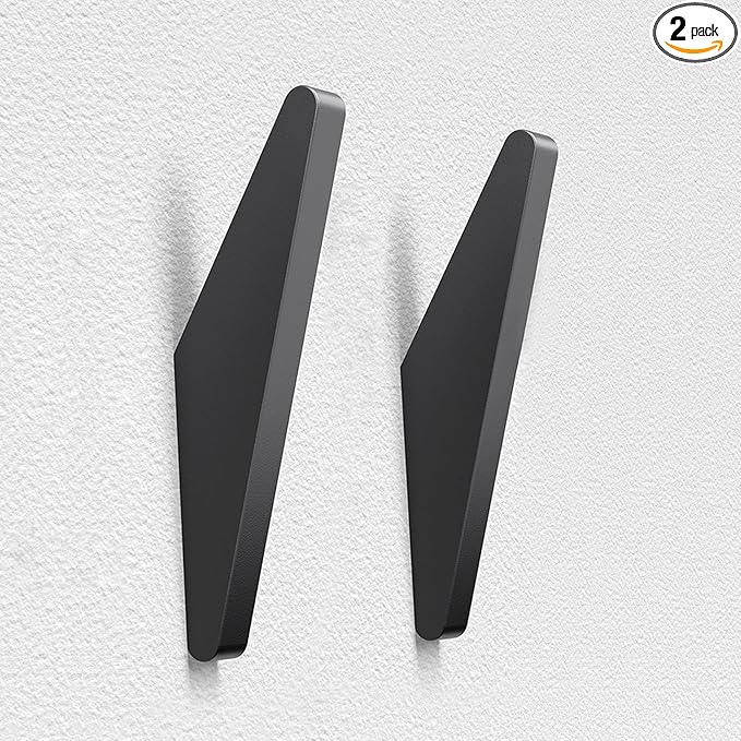 COCOYA 2Pack Metal Wall Hooks, Minimalist Coat Hooks Matte Black Simple Modern by COCOYA