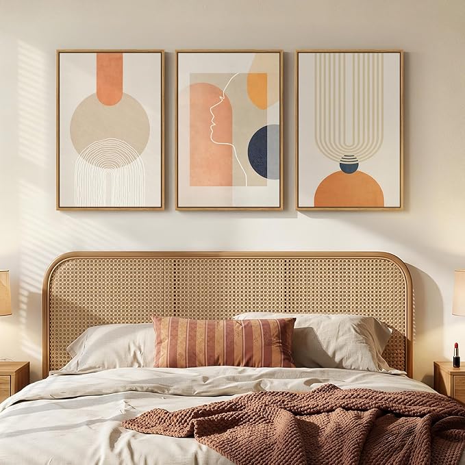 3 Piece Framed Abstract Boho Canvas Wall Art by MXART