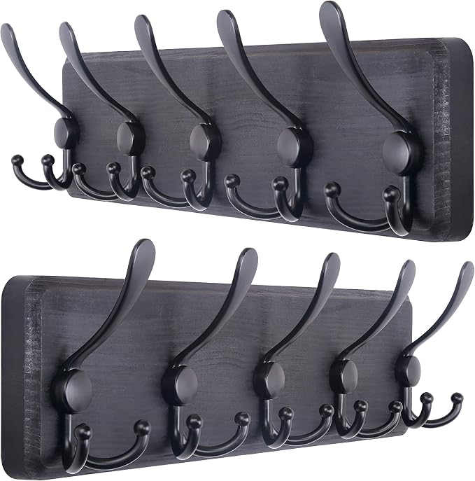 SKOLOO Rustic Wall Mounted Coat Rack: 16" Stud Spacing, Pine Real Wood Plank by SKOLOO