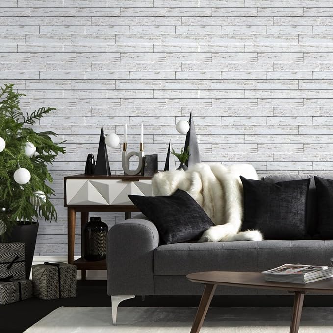 COMSTICKC Peel and Stick Faux Wood Wall Sticker Wall Panels, Not Real Wood - Image 2