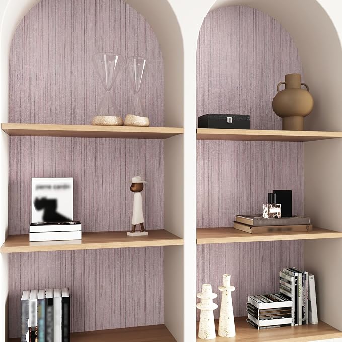 CRE8TIVE Pale Pink Grasscloth Peel and Stick Wallpaper - Image 6