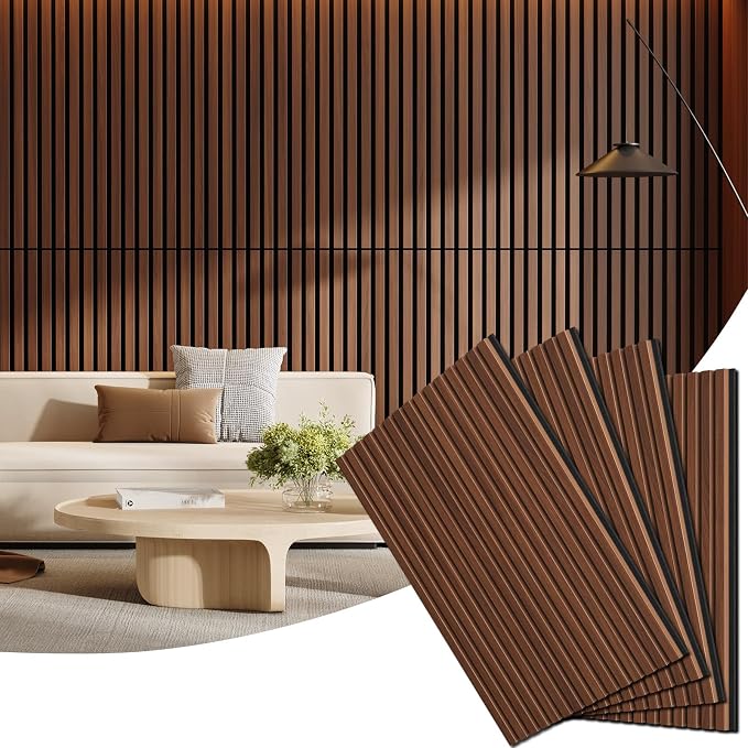 4 Pack Wood Panels for Wall, 47.24" x 23.81" Acoustic Wood Slat Wall Panel for by Vellorise