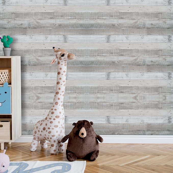 Wenmer Grey Wood Shiplap Peel and Stick Wallpaper - Image 2