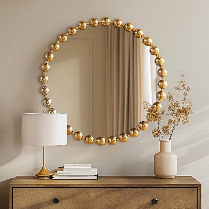 Madison Park Round Mirror, Metal Frame Circle Mirror 27 inch, Wall Art Decor by MADISONPARK