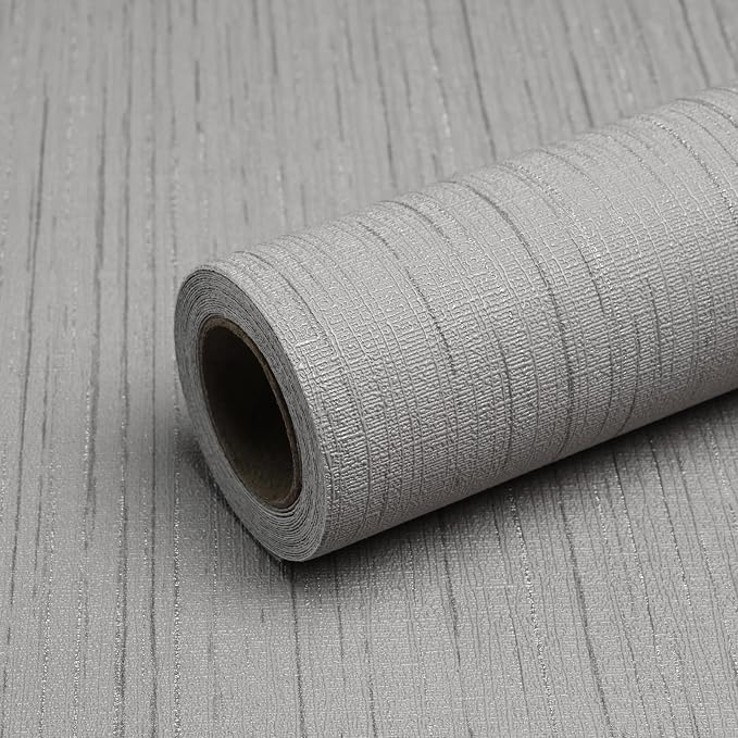 Grey Grasscloth Peel and Stick Wallpaper Vintage Texture Removable Waterproof by Qianglive