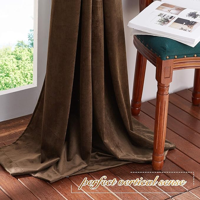 NICETOWN Thermal Insulated Brown Velvet Curtains, Sound Reducing Heavy Matt - Image 6