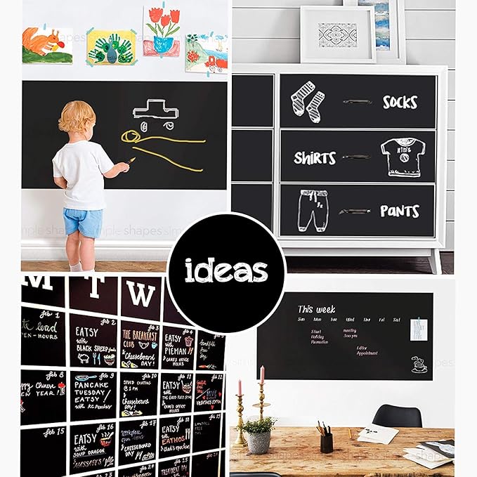 Extra Large Chalkboard Peel and Stick Paper 9 Feet roll + Color Chalk Included - Image 3