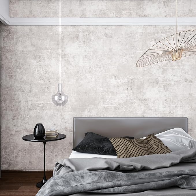 VEELIKE Neutral Concrete Wallpaper Peel and Stick Boho Aesthetic Wallpaper - Image 4