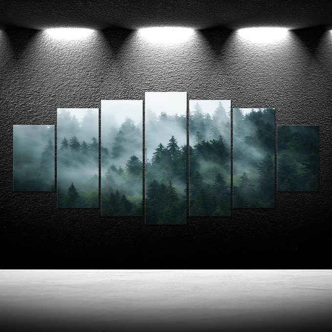iKNOW FOTO XLarge 7 Panel Canvas Print Wall Art Misty and Fog Over Dark - Image 7