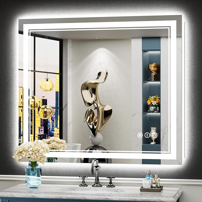 40x36 LED Bathroom Mirror with Lights, Backlit and Front Lit Anti-Fog Lighted by Awandee