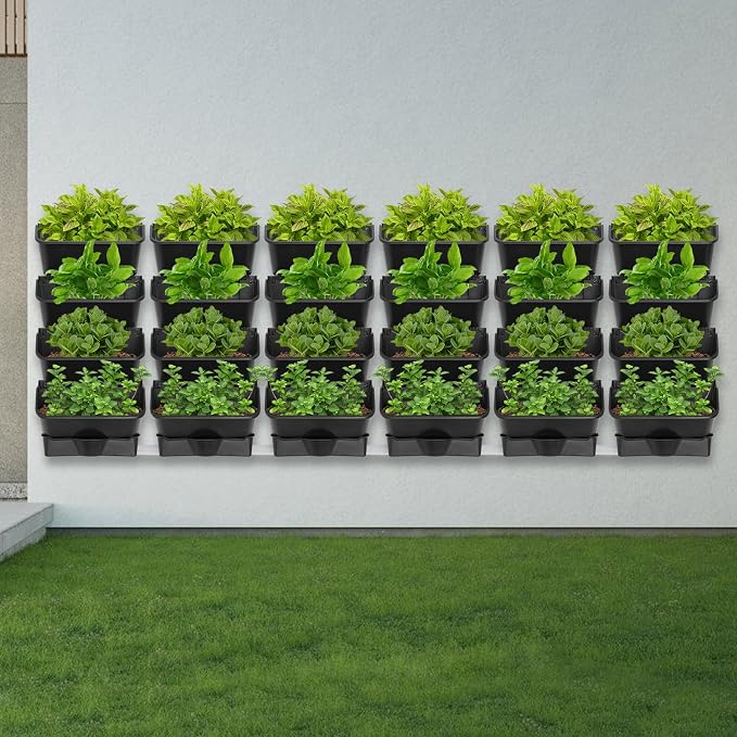 Vertical Wall Planter with 24 Pots, Hanging Garden Plant Flowerpot Holder - Image 5