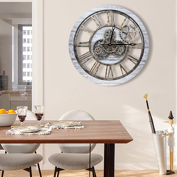 The B-Style Large Wall Clock 24 inch Moving Gear Wall Clock Oversized Vintage - Image 2