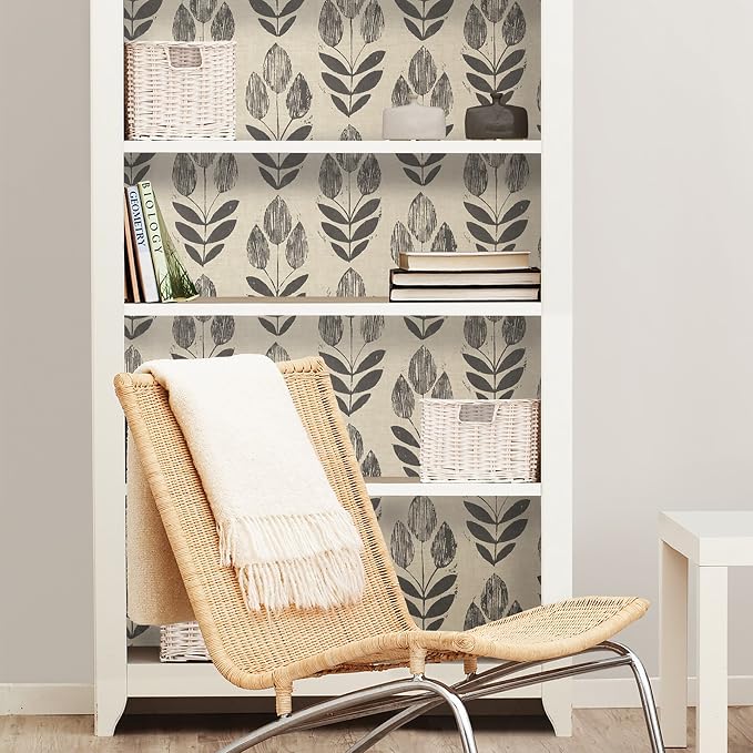 NuWallpaper Folk Tulip Peel and Stick Wallpaper, Textured Removable Wallpaper - Image 3